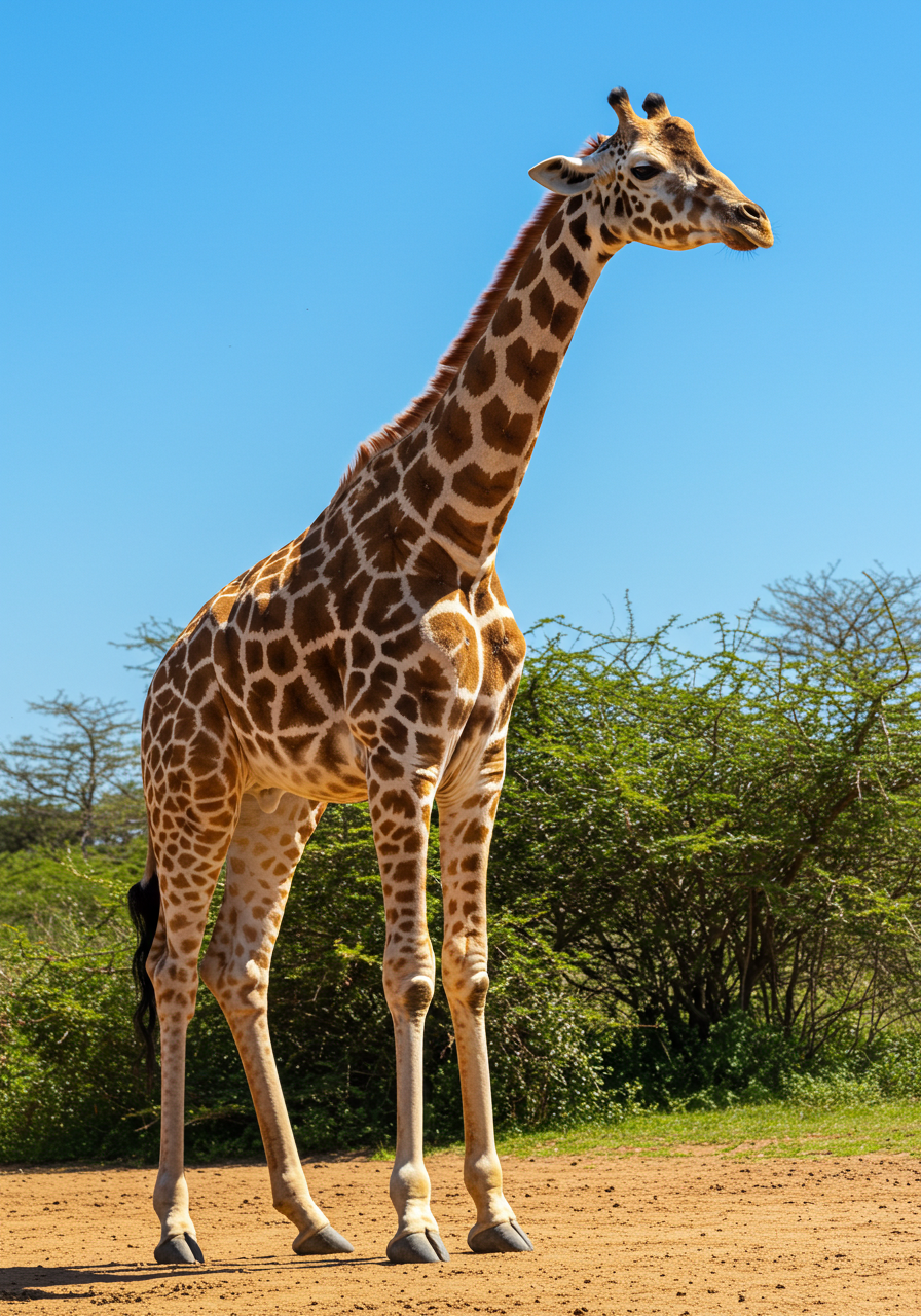 Majestic African Giraffe Standing Tall In The Wild Savanna