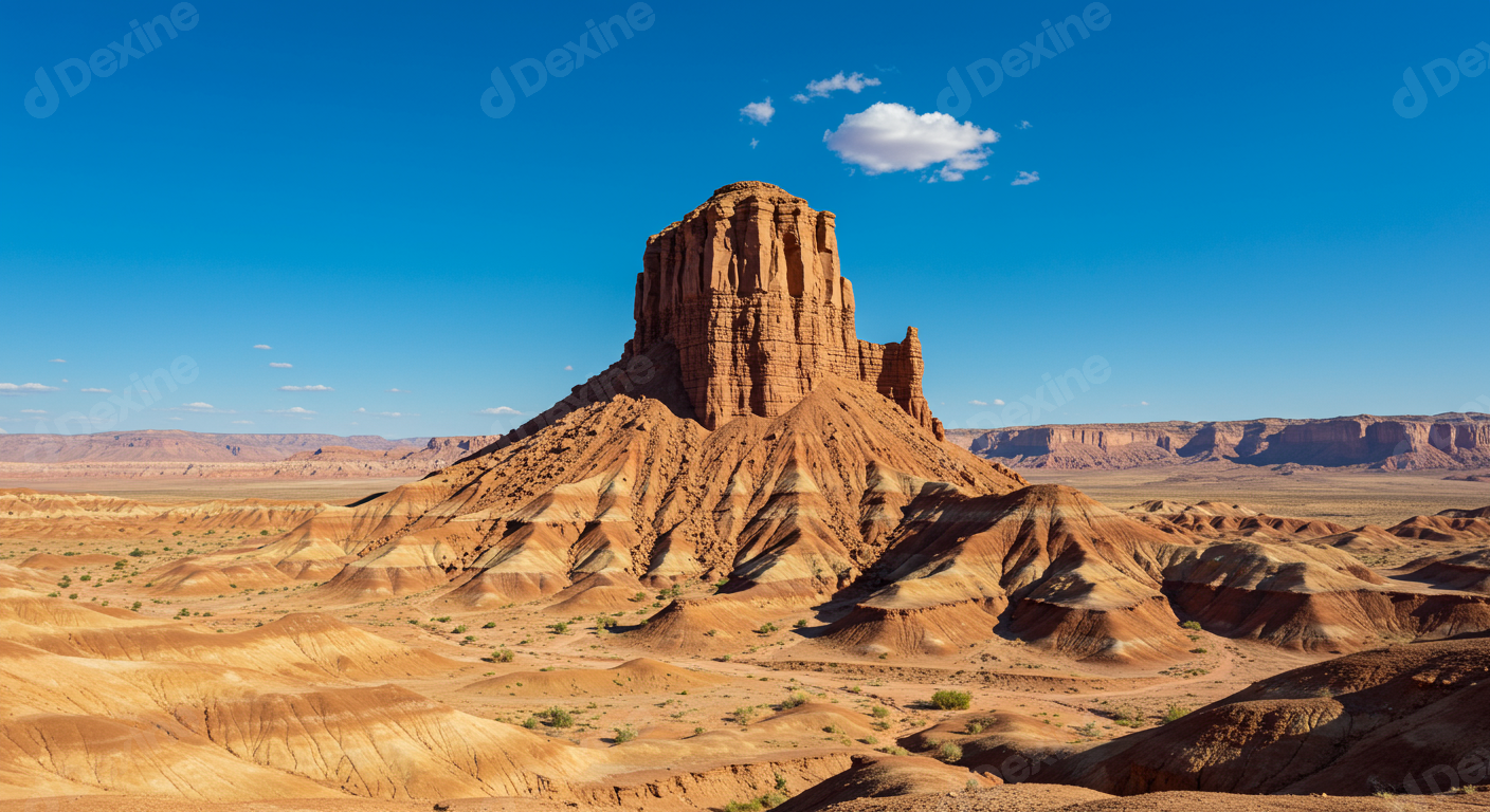 Majestic Desert Butte In Arid Southwestern Landscape