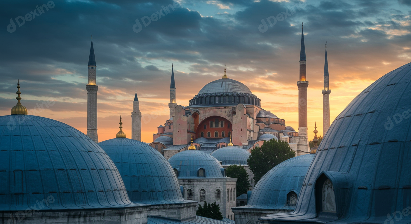 Majestic Hagia Sophia At Sunset In Istanbul Turkey