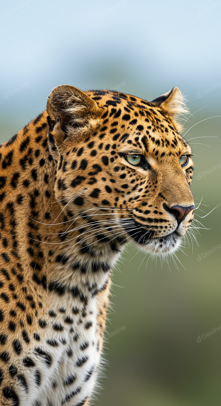 Majestic Leopard Portrait With Striking Green Eyes In Nature