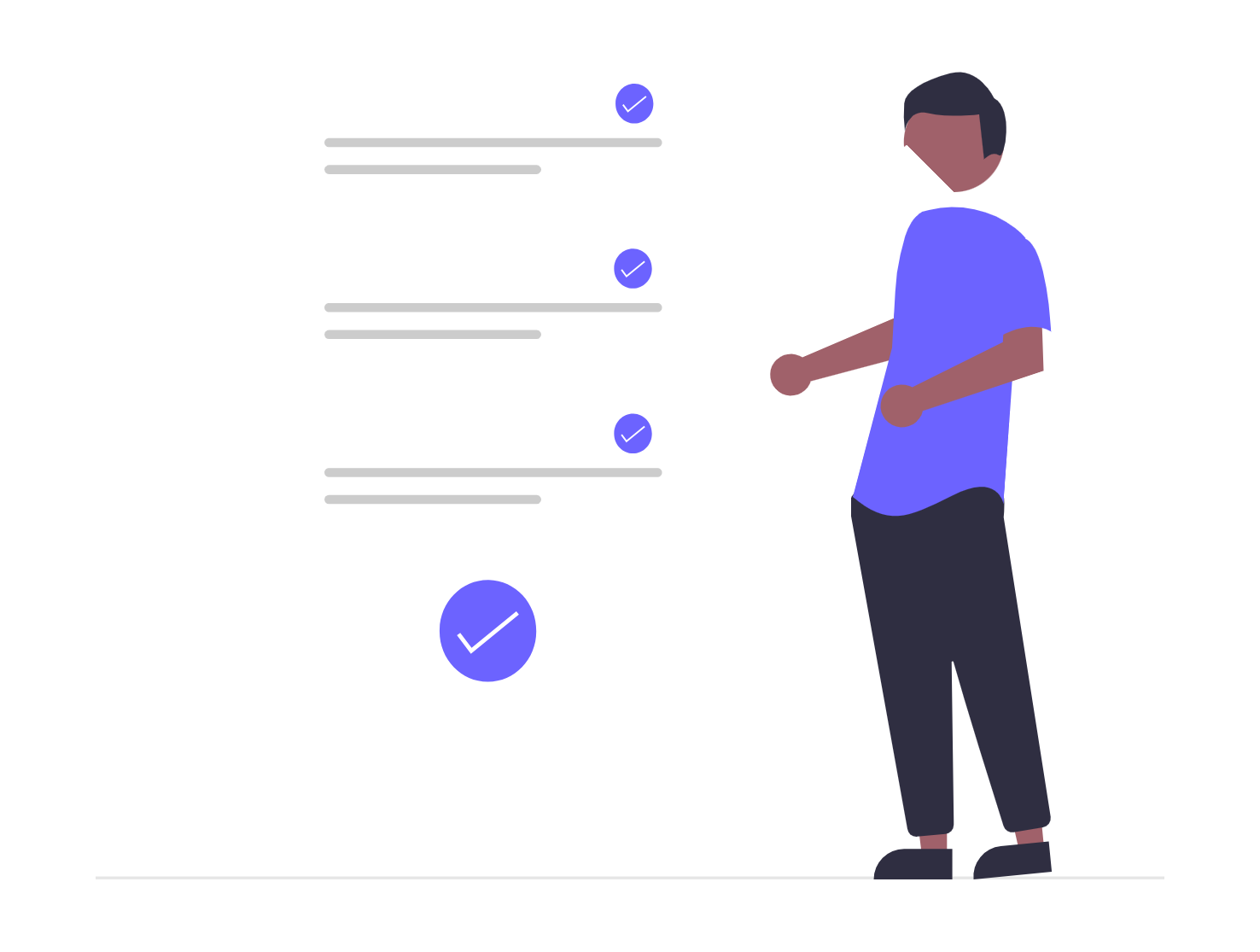 Man Checking Off Tasks On A Digital Checklist Flat Design