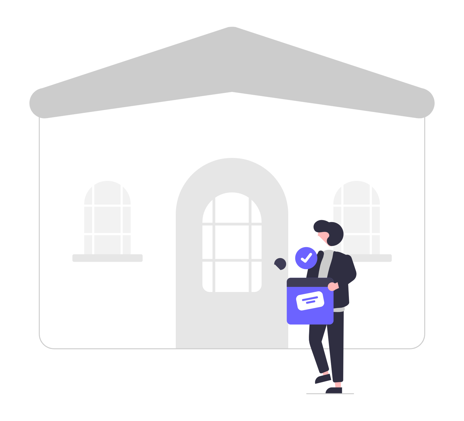 Man Delivering Package To House Successful Home Delivery Flat Illustration