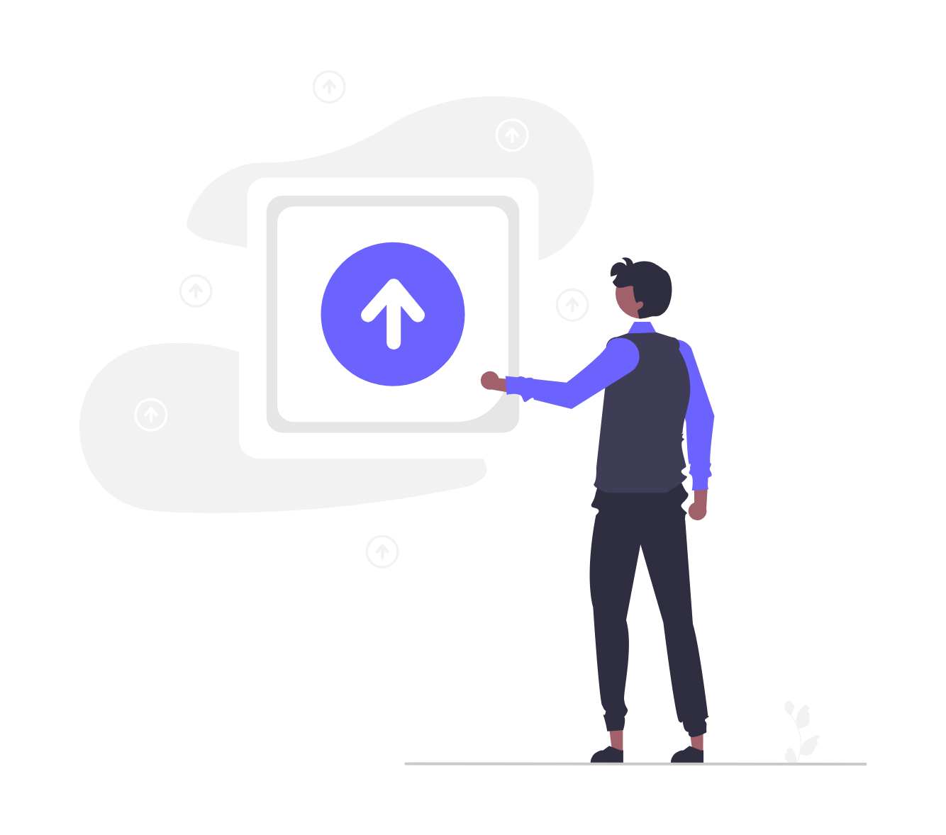 Man Uploading Data File Flat Minimalist Illustration