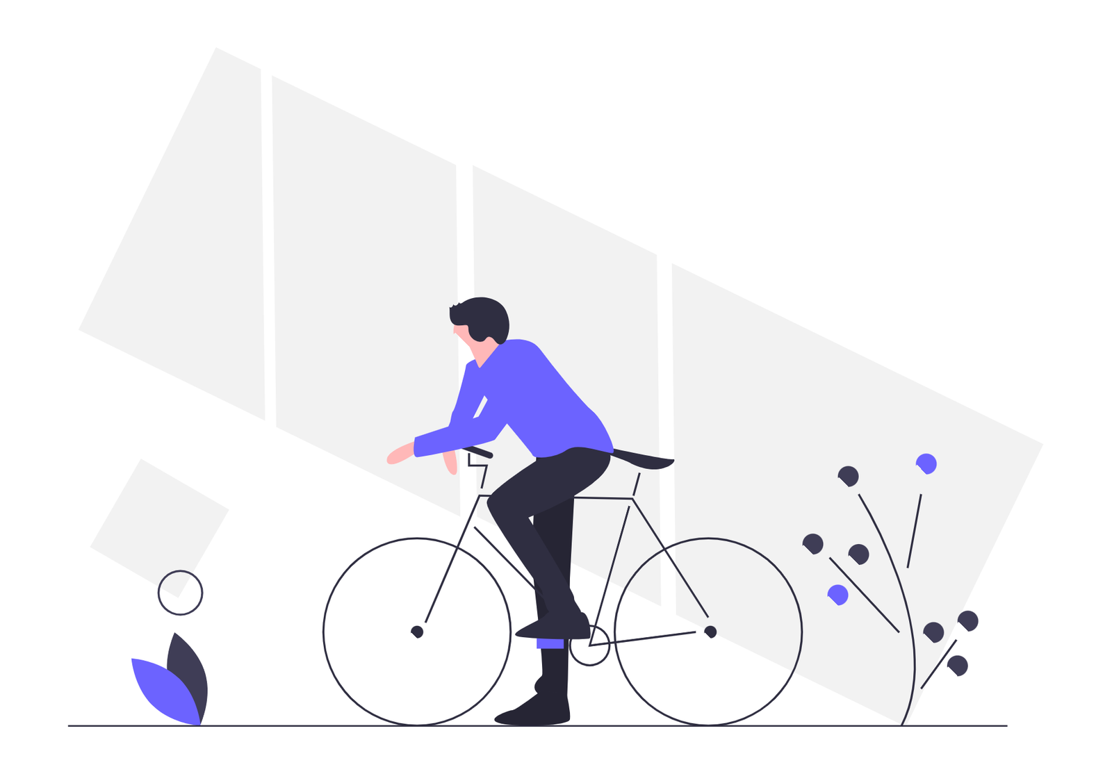 Man On Bicycle Minimalist Flat Vector Illustration