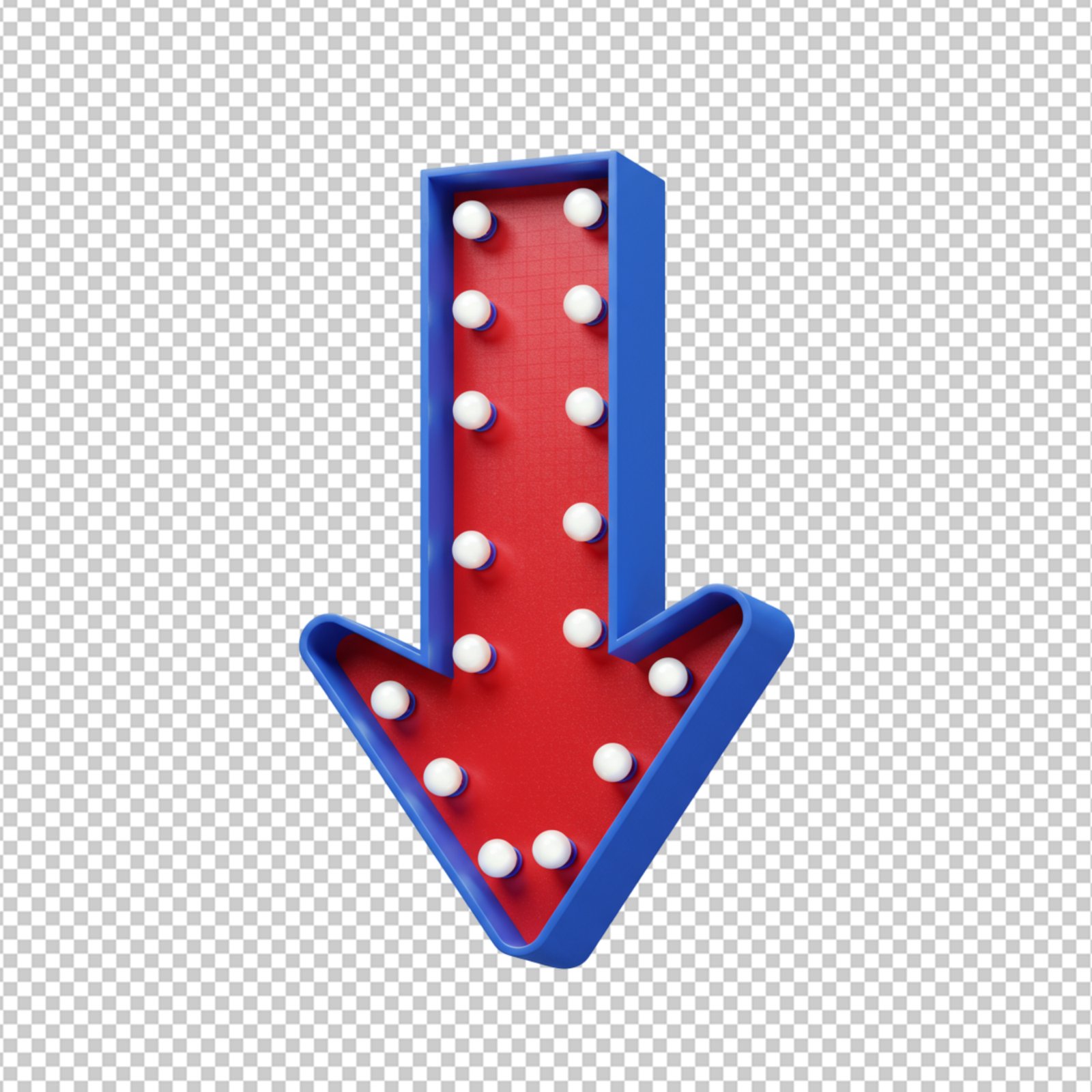 Marquee Style Down Arrow Sign With Lights Transparent PNG