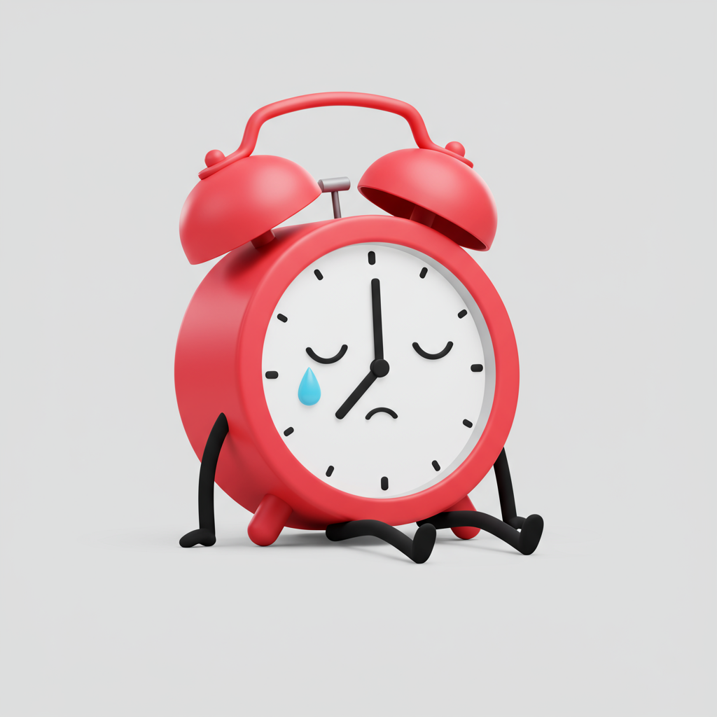 Melancholy Red Alarm Clock Crying Time Management Stress Concept