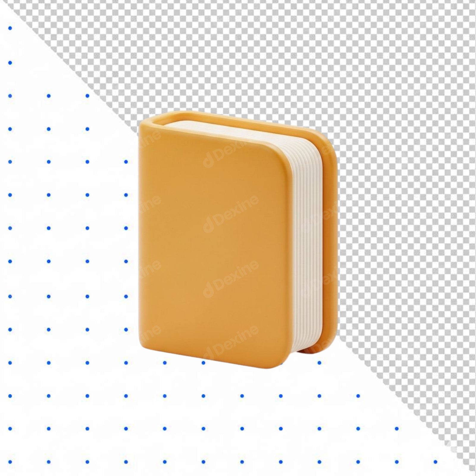 Minimal 3D Closed Orange Book Icon Cutout On Transparent Background