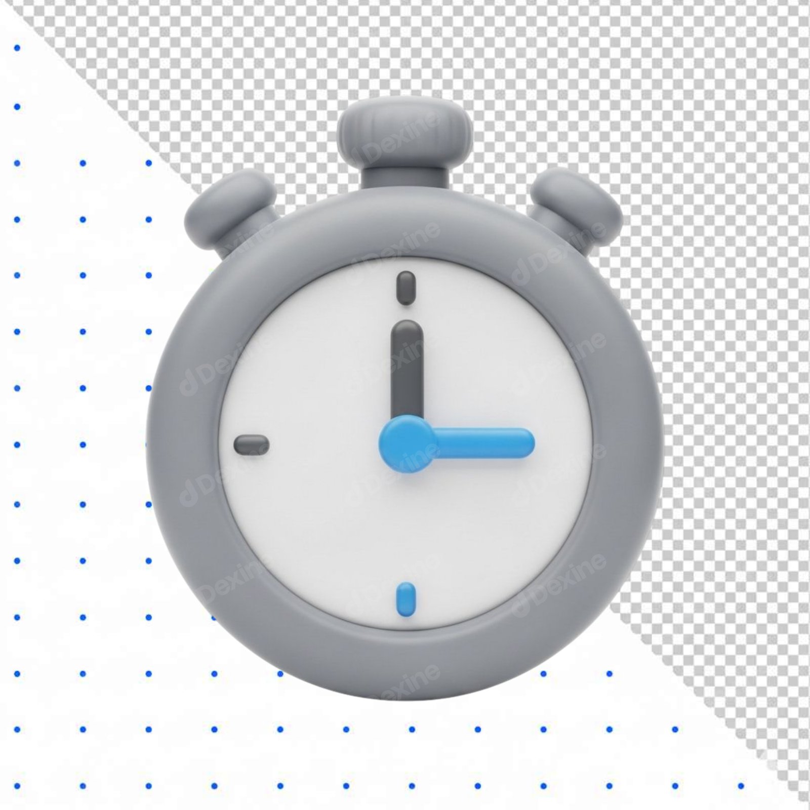 Minimalist 3D Stopwatch Timer Icon Cutout On Transparent Background