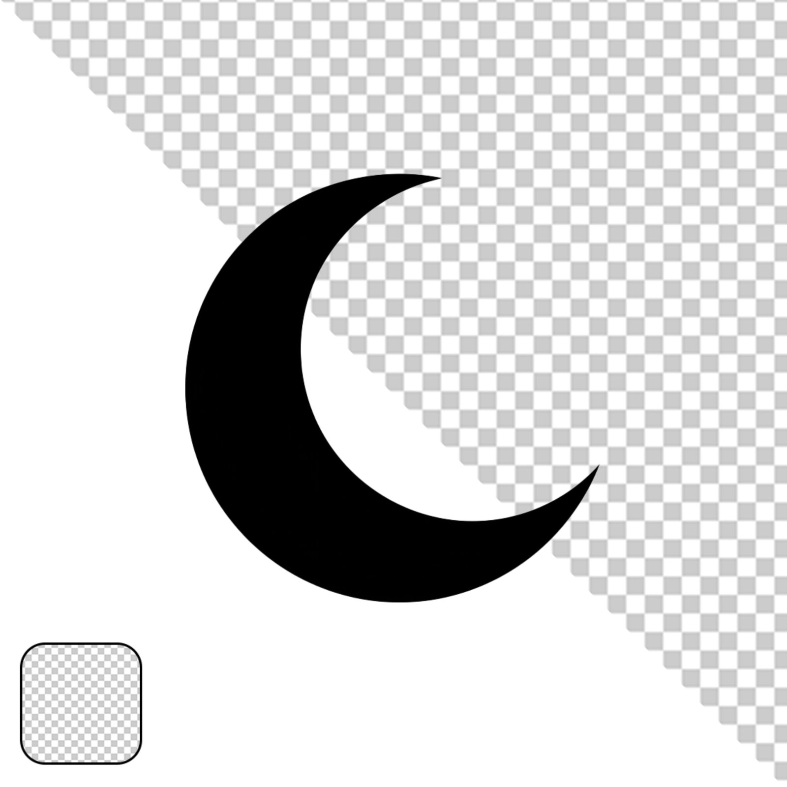Minimalist Black Crescent Moon PNG Isolated Transparent Background