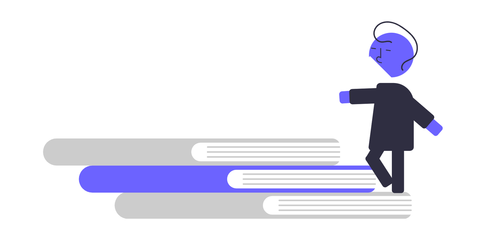 Minimalist Character Balancing On Stack Of Books Education Concept