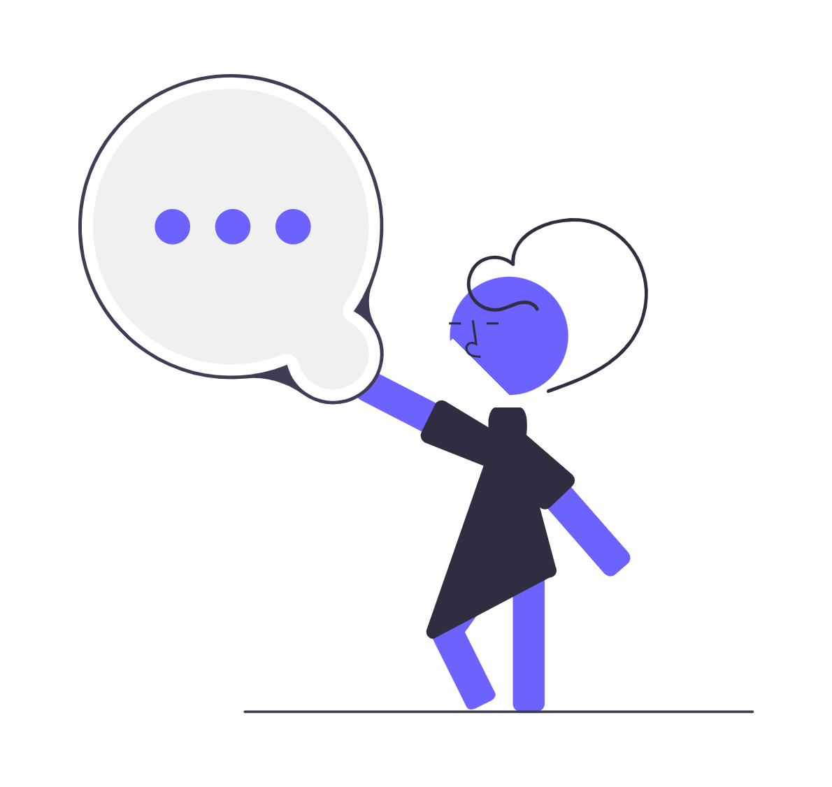 Minimalist Character Holding Speech Bubble With Three Dots