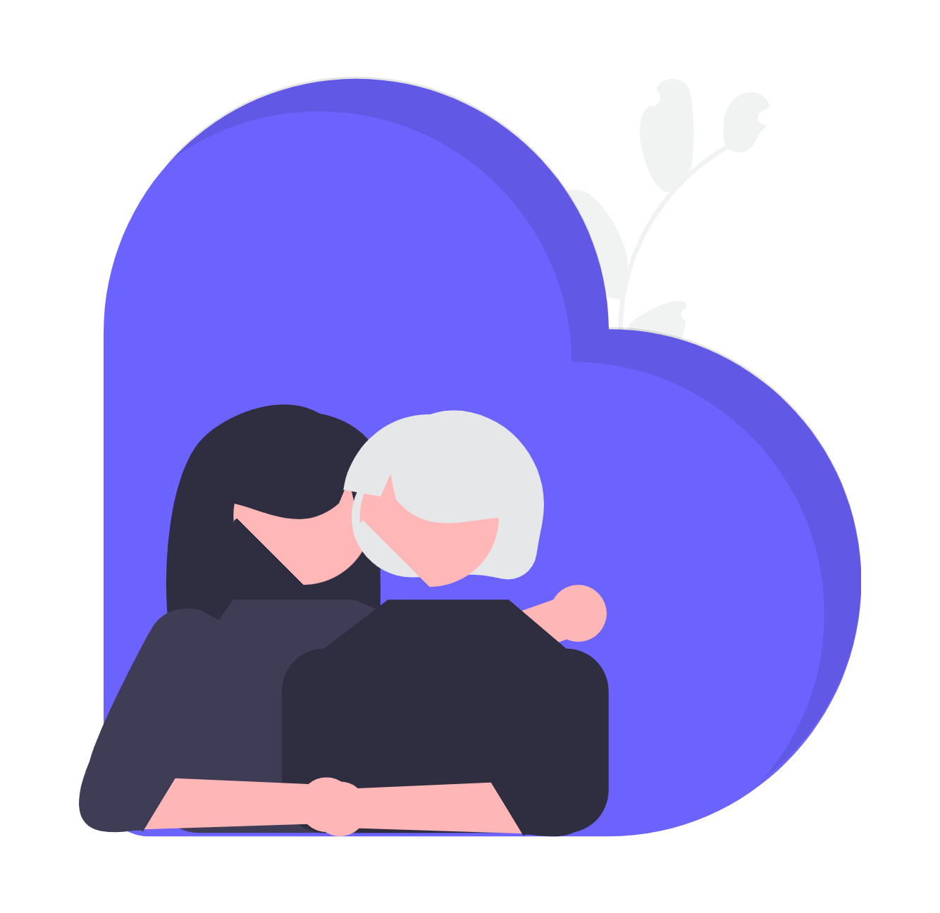 Minimalist Flat Design Couple Embracing Love And Support In A Heart