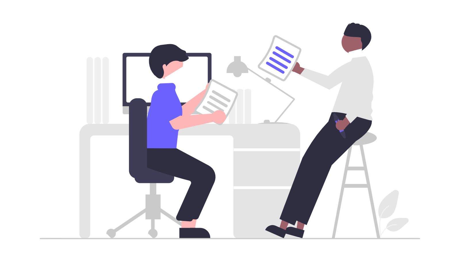 Minimalist Flat Design Illustration Of Business Colleagues Collaborating