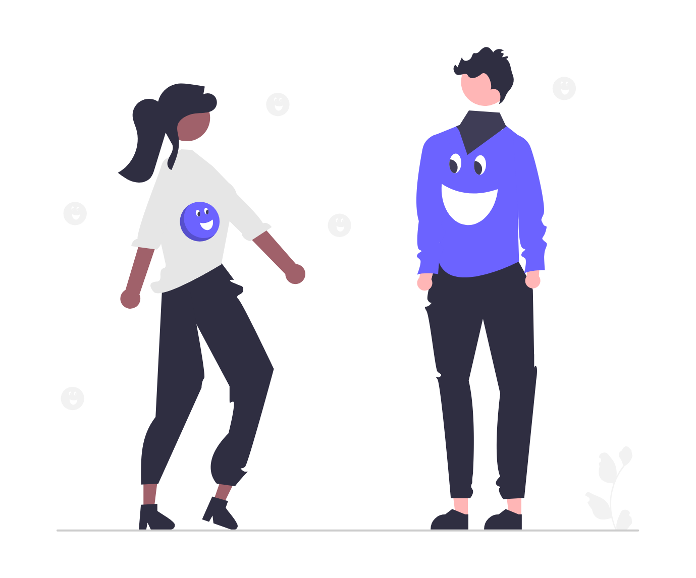 Minimalist Flat Design Illustration Of Diverse People With Smiley Faces