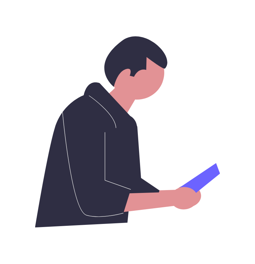 Minimalist Flat Design Illustration Of Person Looking At A Device
