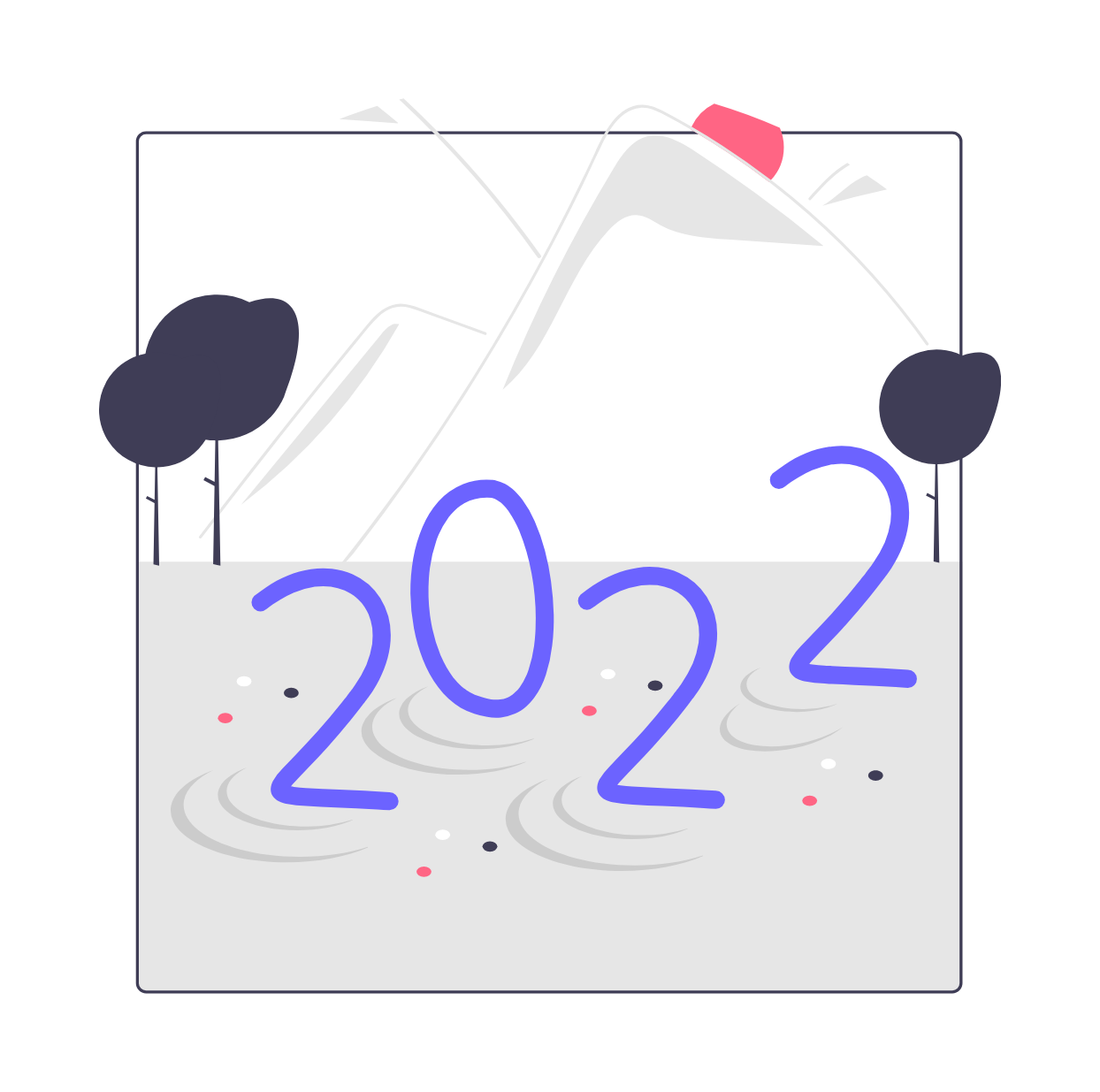 Minimalist Flat Design Illustration Of Year 2022 Landscape