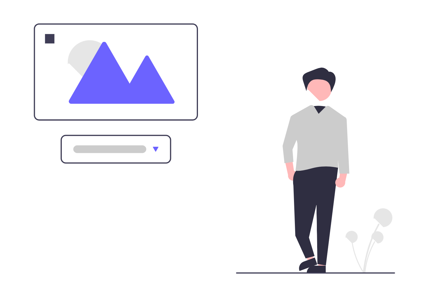 Minimalist Flat Design Person And Digital Content Interface