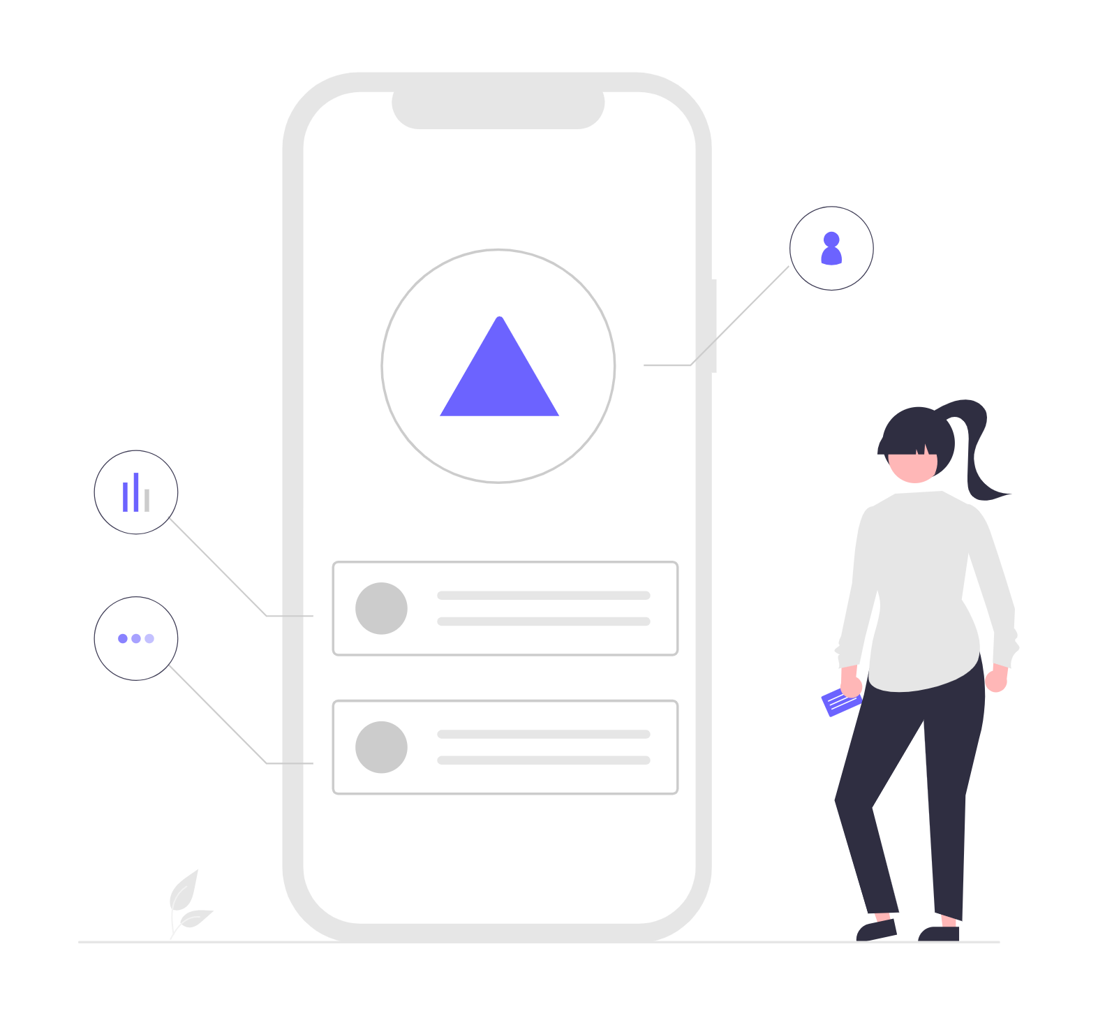 Minimalist Flat Design Smartphone Interface With User And Data Icons
