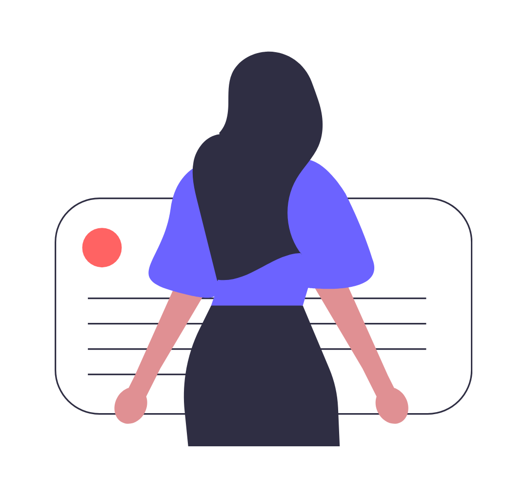 Minimalist Flat Design Woman Holding Data Document