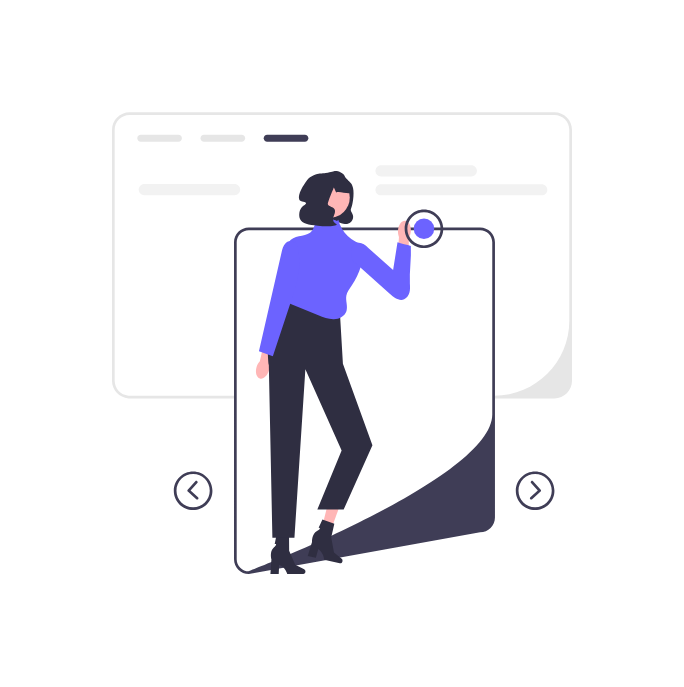 Minimalist Flat Design Woman Interacting With Digital Media Frame