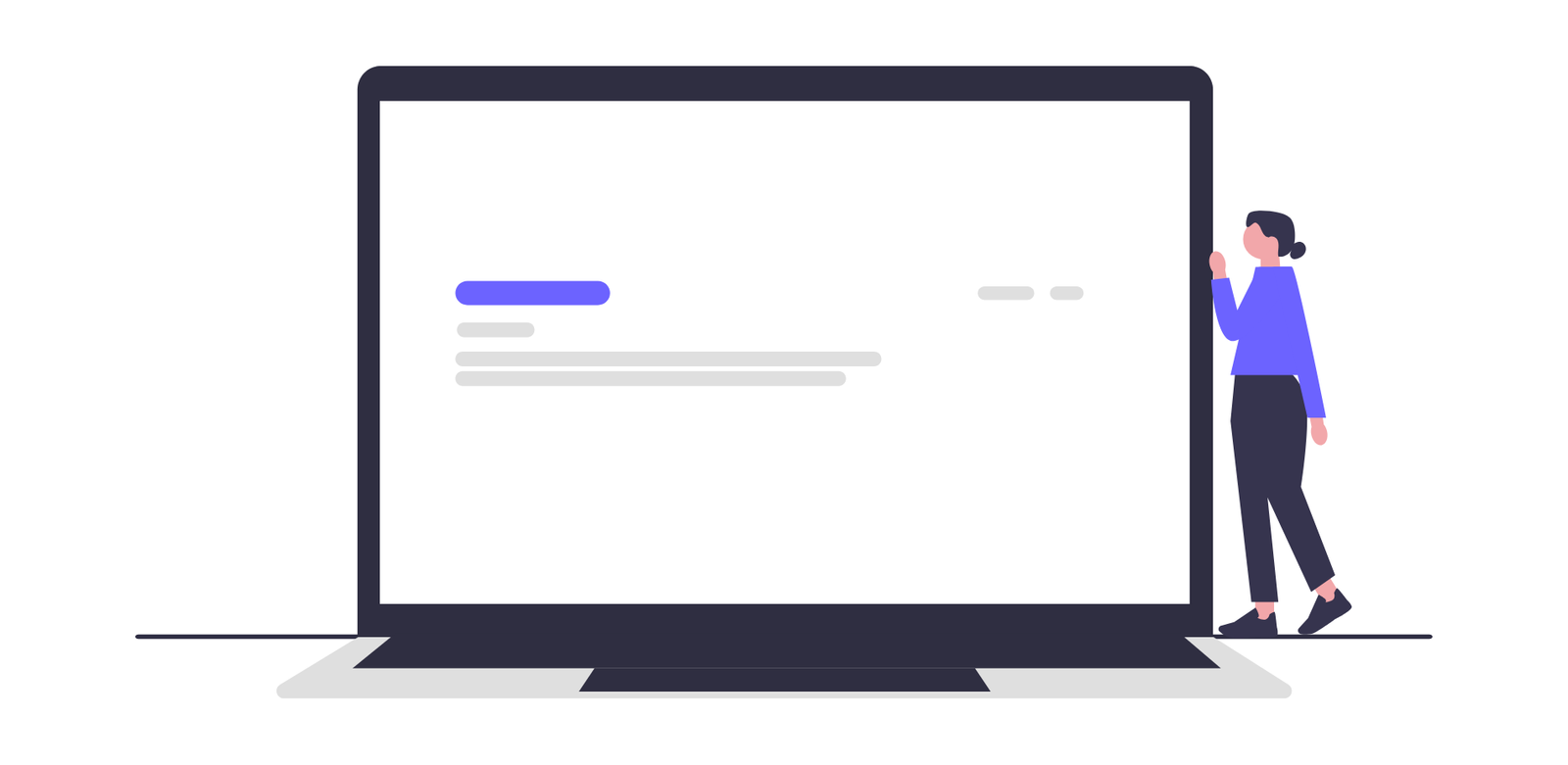 Minimalist Flat Design Of Person Interacting With Large Laptop Screen