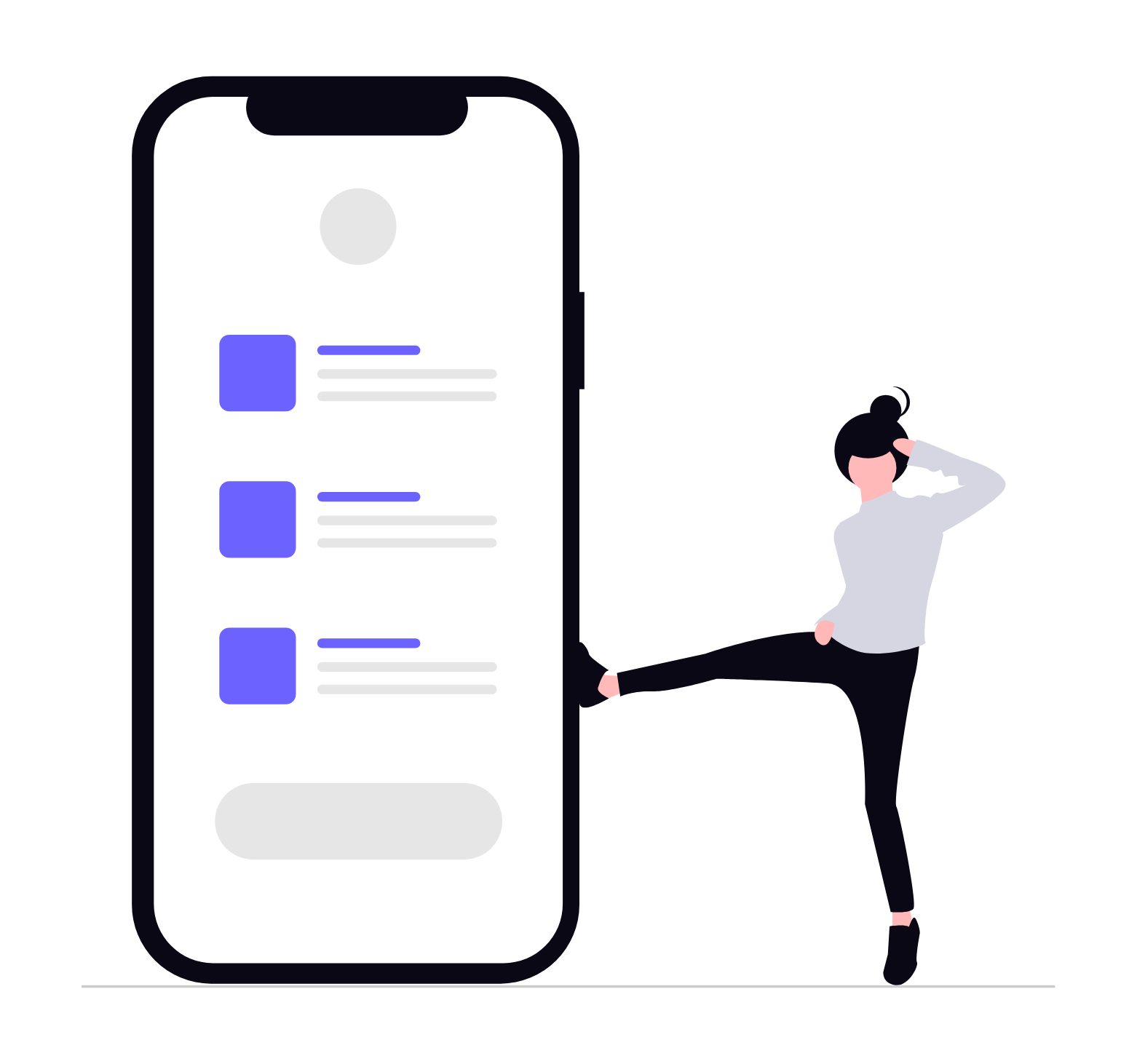 Minimalist Flat Design Of User Engaging With Mobile App