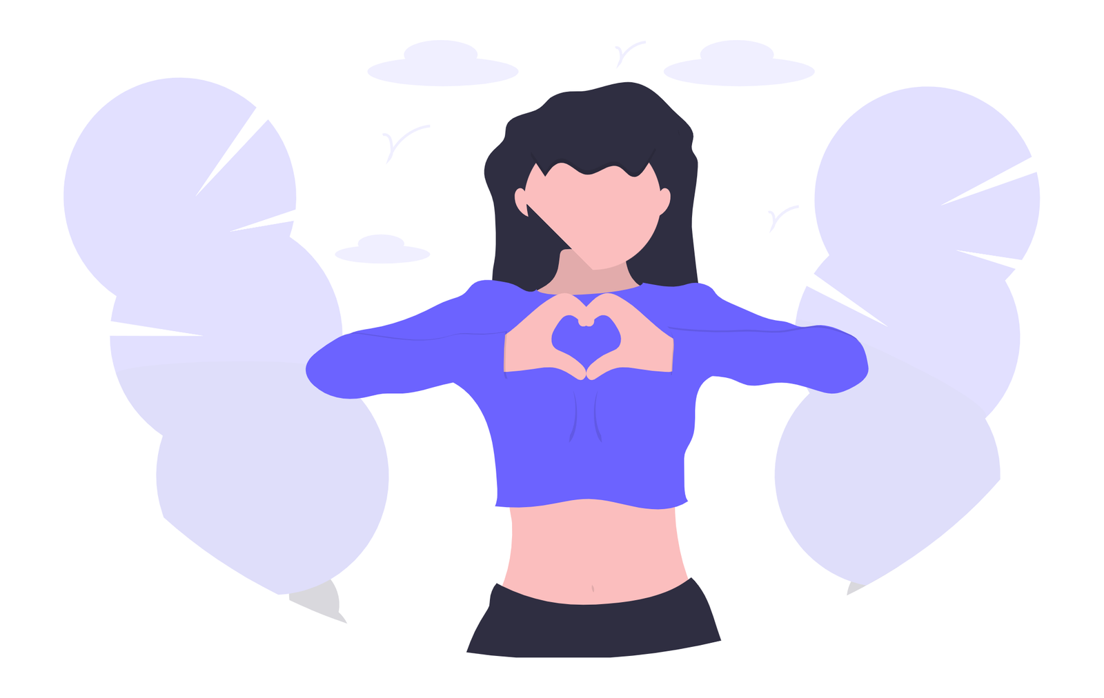 Minimalist Flat Design Of A Woman Making A Heart Gesture With Hands