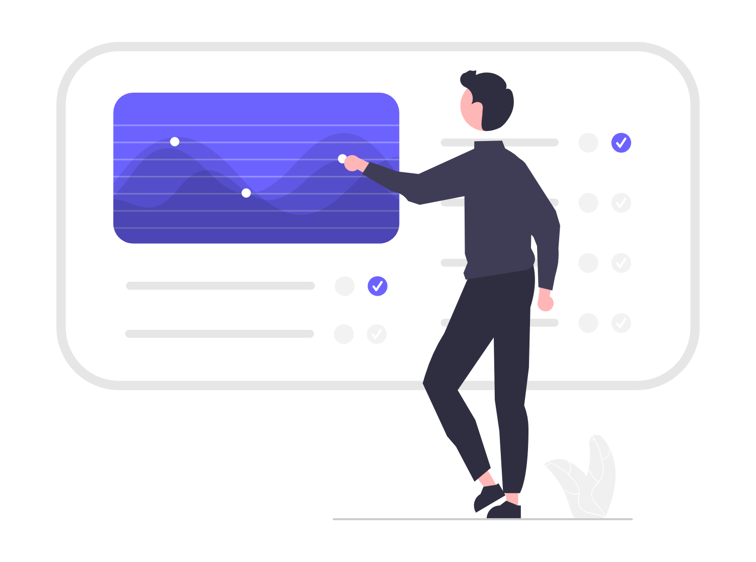 Minimalist Flat Illustration Of Man Analyzing Business Data On Chart