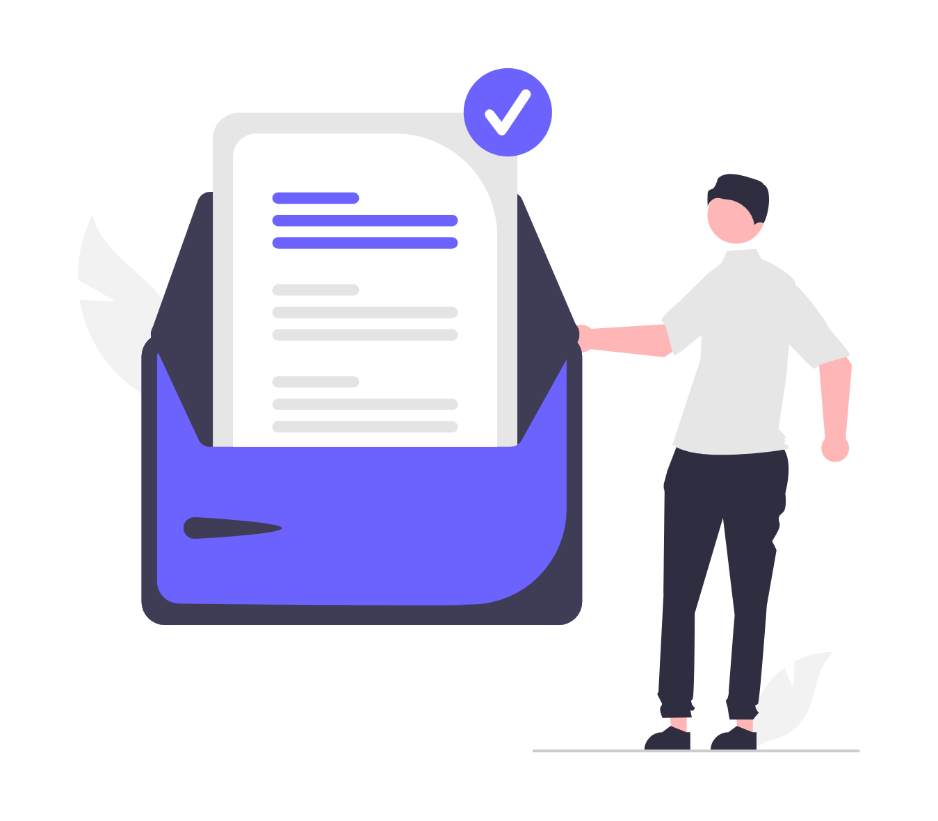 Minimalist Flat Illustration Of Successful Message And Document Confirmation