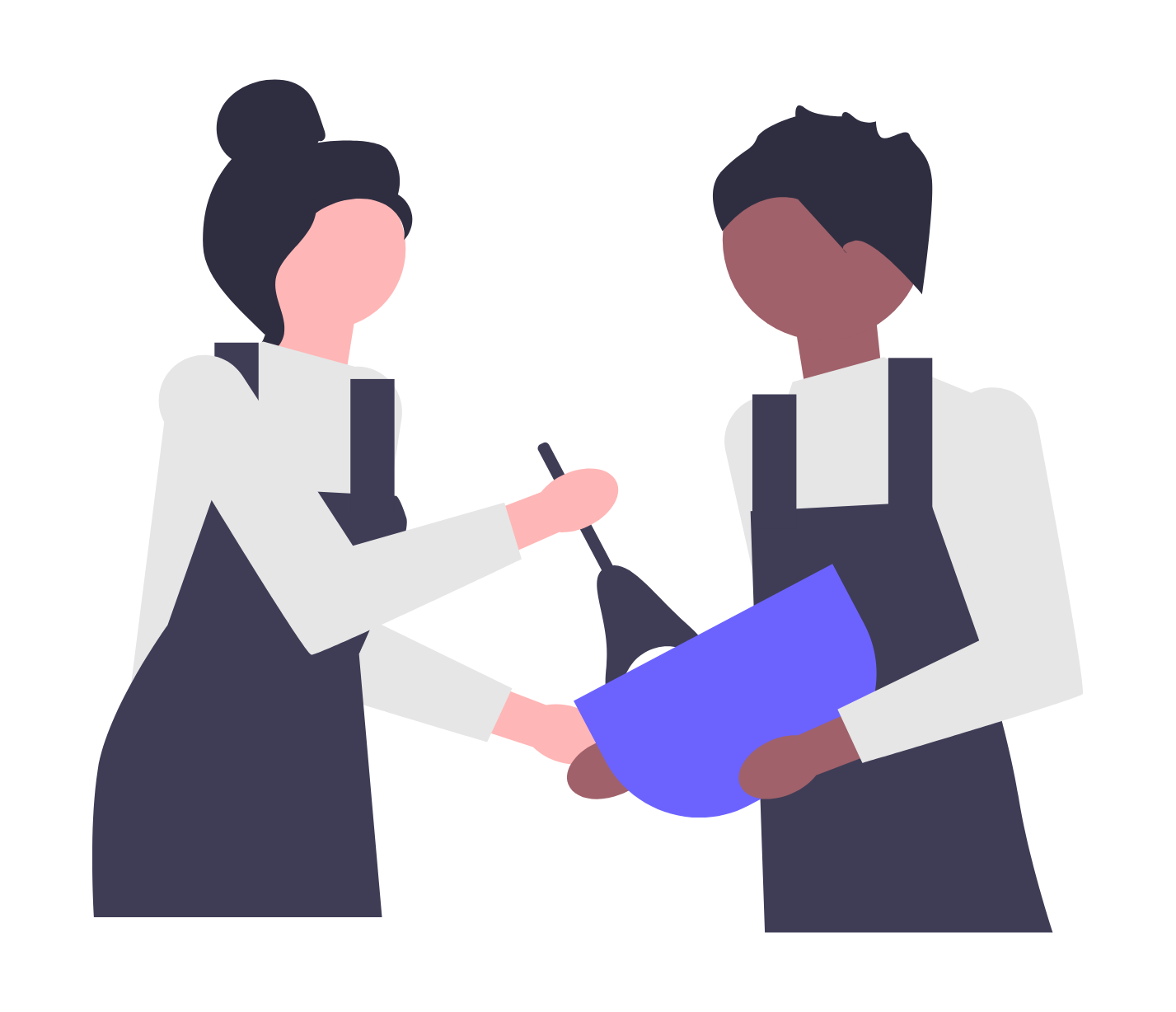 Minimalist Flat Illustration Of Two People Cooking Together