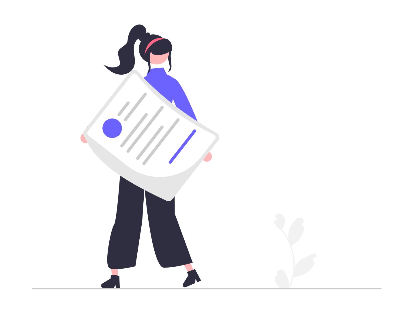 Minimalist Flat Illustration Of Woman Carrying A Large Document
