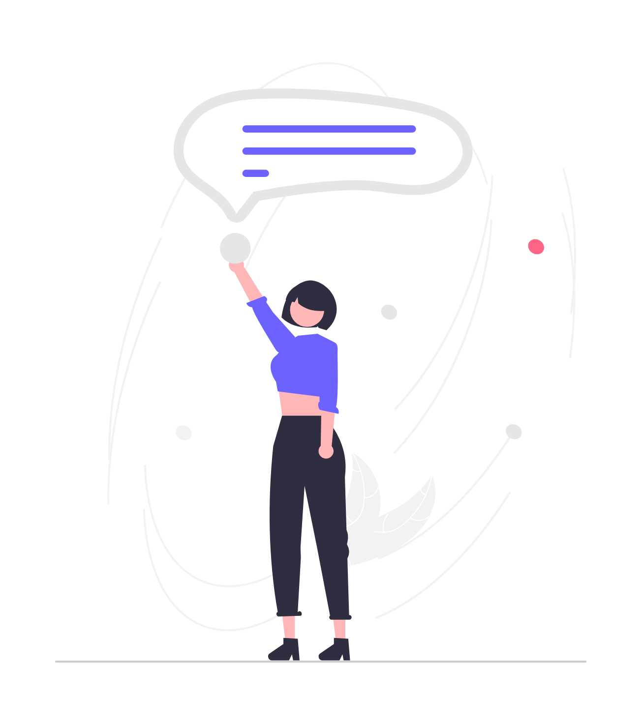 Minimalist Flat Illustration Of Woman Holding Communication Speech Bubble