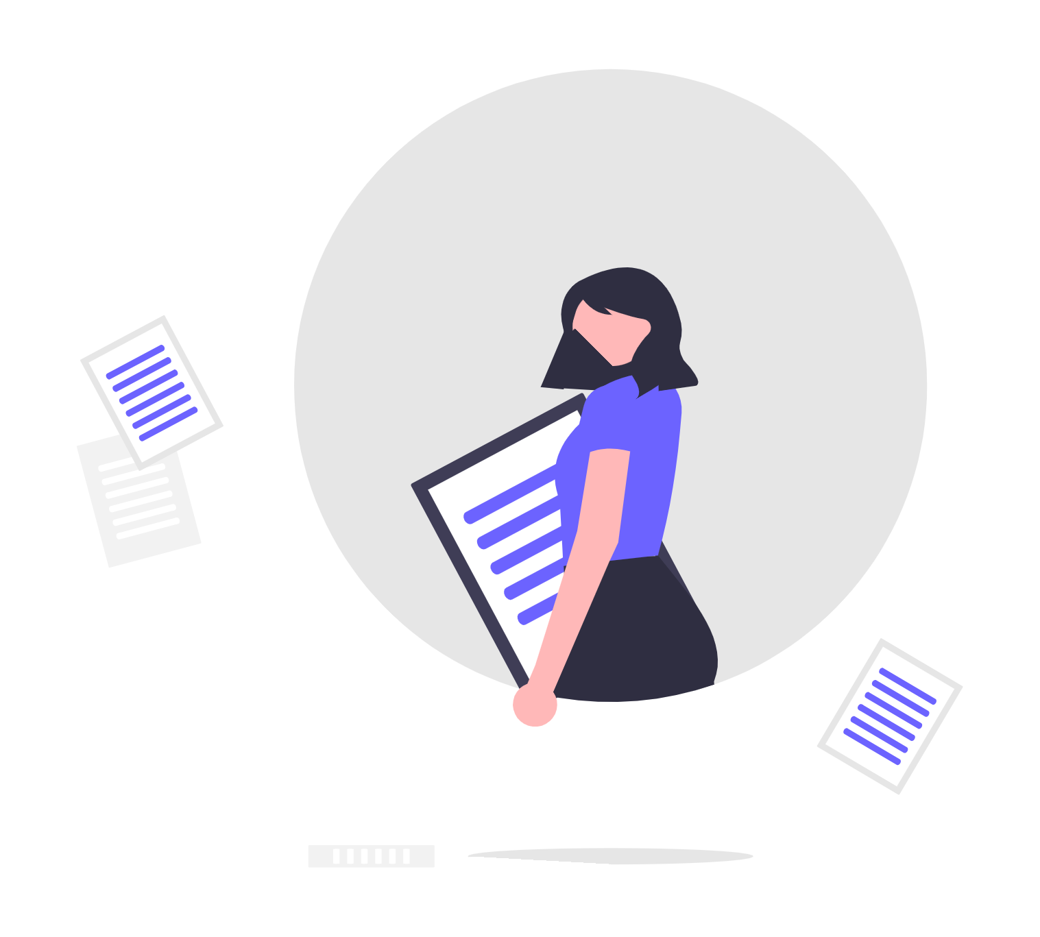Minimalist Flat Illustration Of Woman With Documents For Data Management