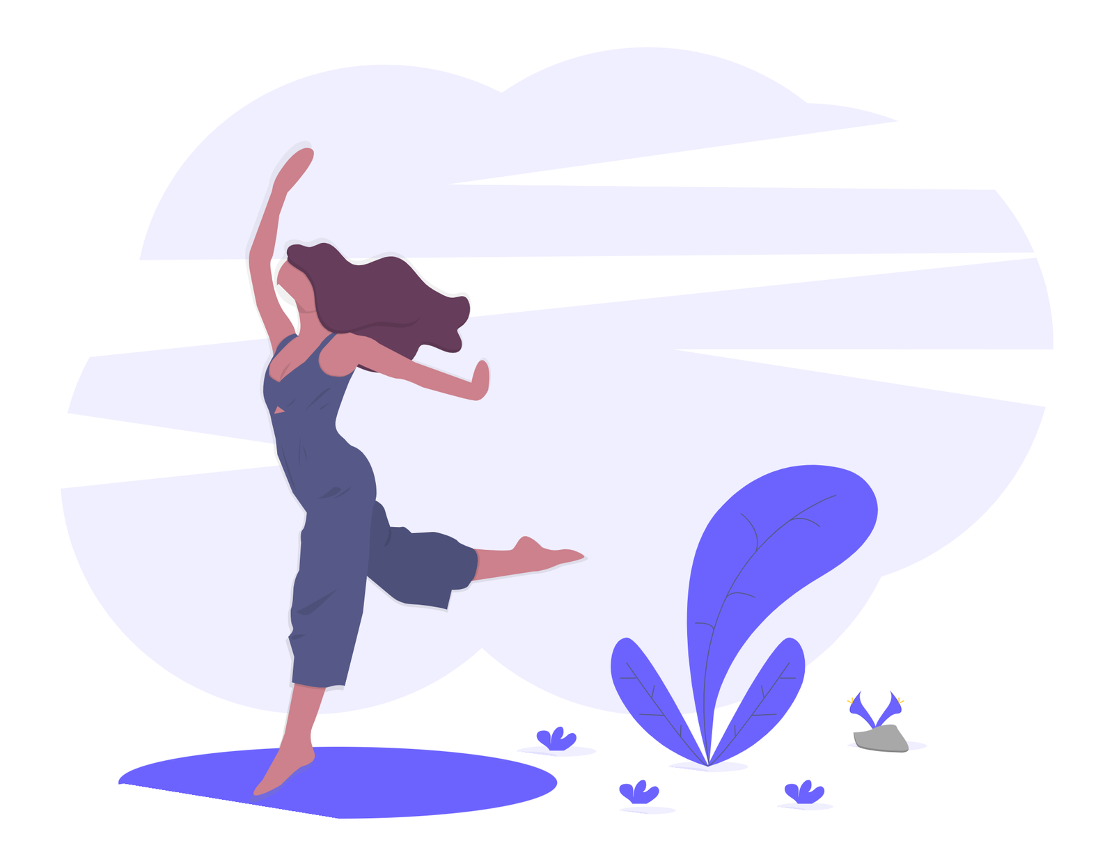 Minimalist Flat Illustration Of A Woman Dancing With Joy And Freedom