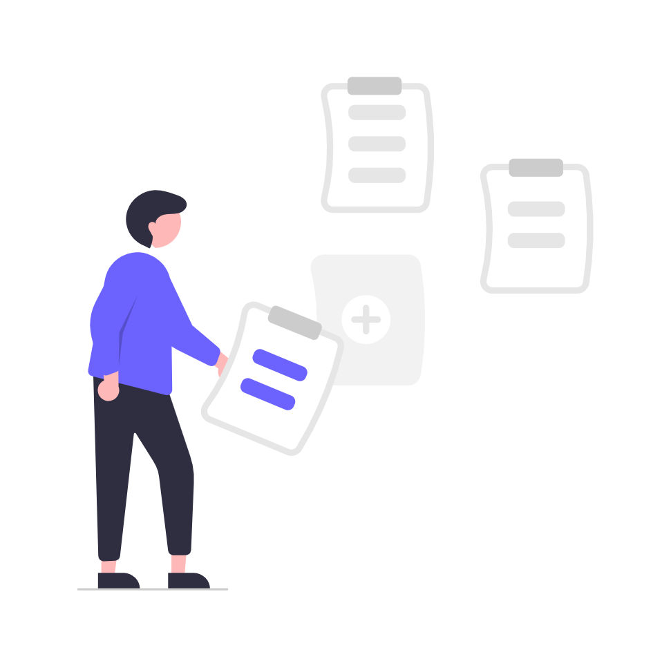 Minimalist Illustration Of Person Organizing Files And Adding New Document