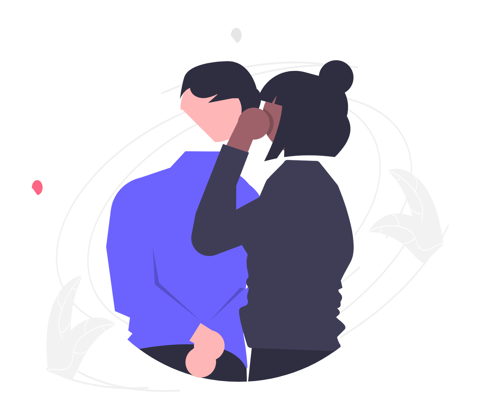 Minimalist Illustration Of Woman Whispering A Secret To A Man
