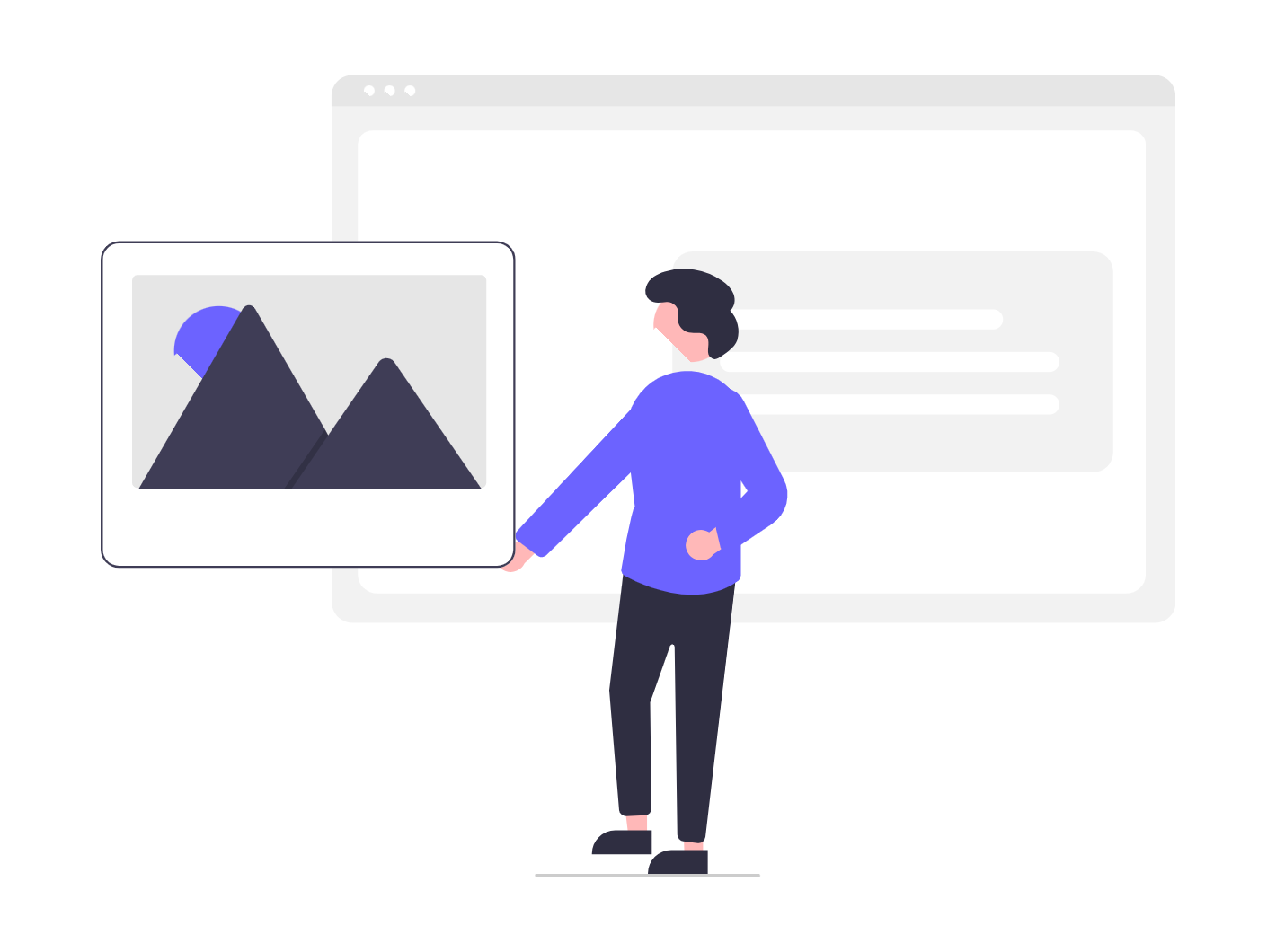 Minimalist Illustration Of A Person Managing Digital Image Content