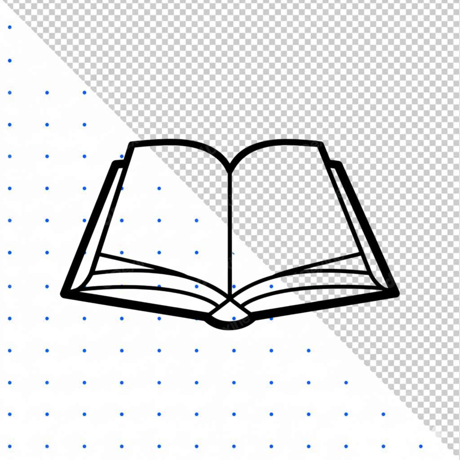 Minimalist Open Book Line Art Transparent PNG For Education Design