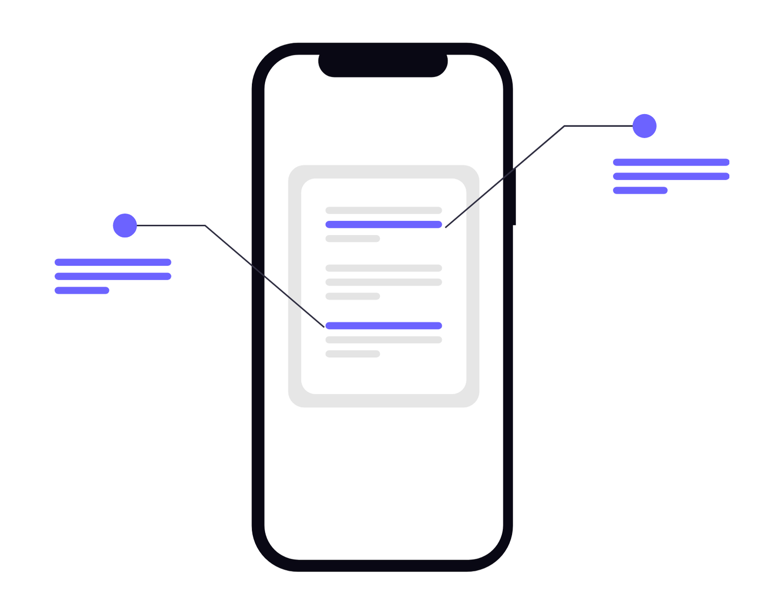 Minimalist Smartphone With Abstract Data And Callouts Illustration