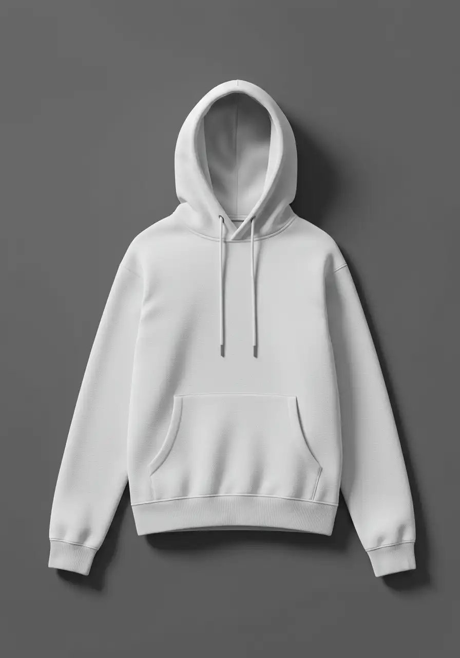 Minimalist White Hoodie Mockup Template On Neutral Background