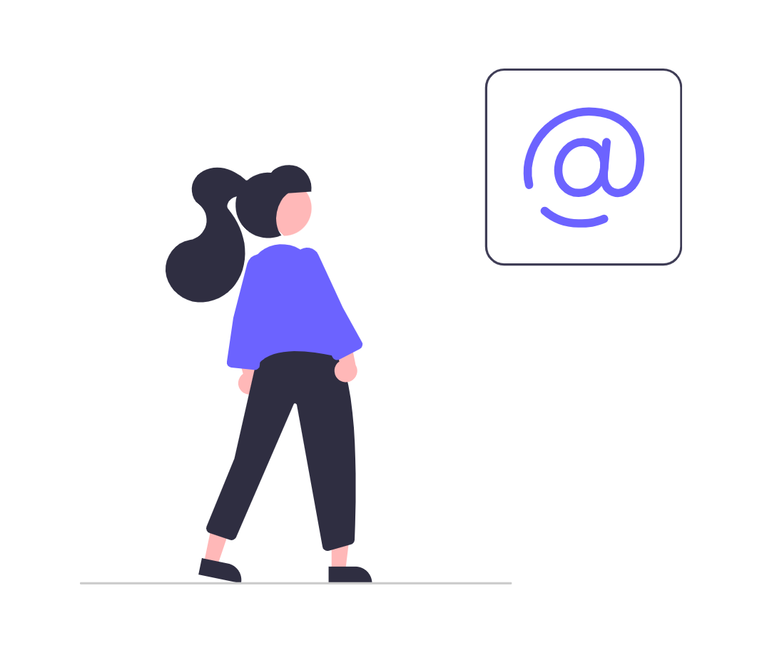 Minimalist Woman Looking At At Sign For Email Communication Concept