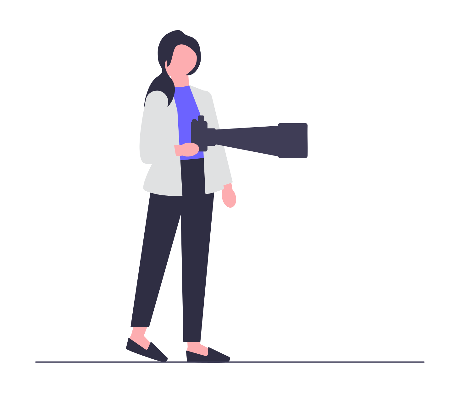 Minimalist Woman Photographer With Telephoto Lens Illustration