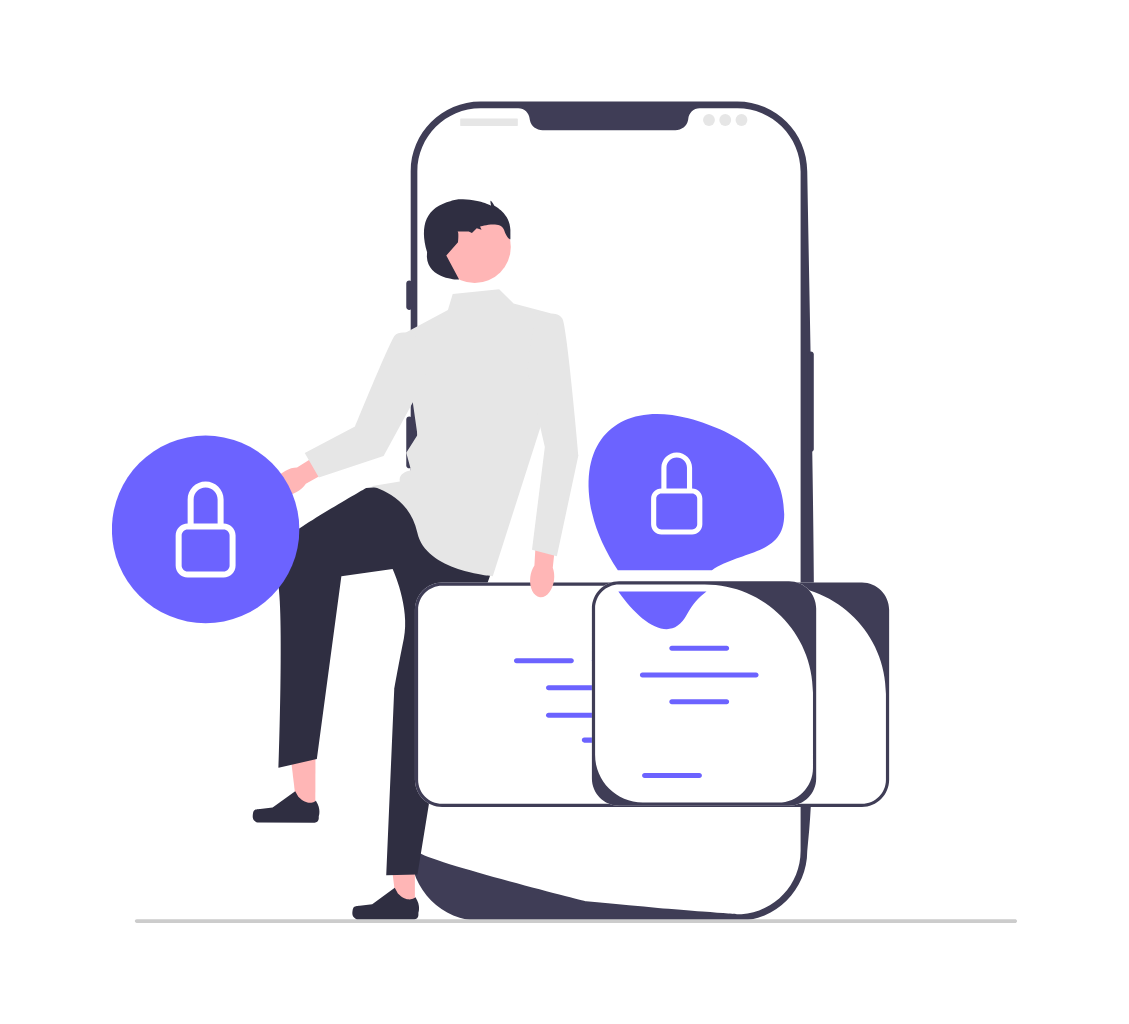 Mobile Data Security And Privacy Protection Flat Illustration