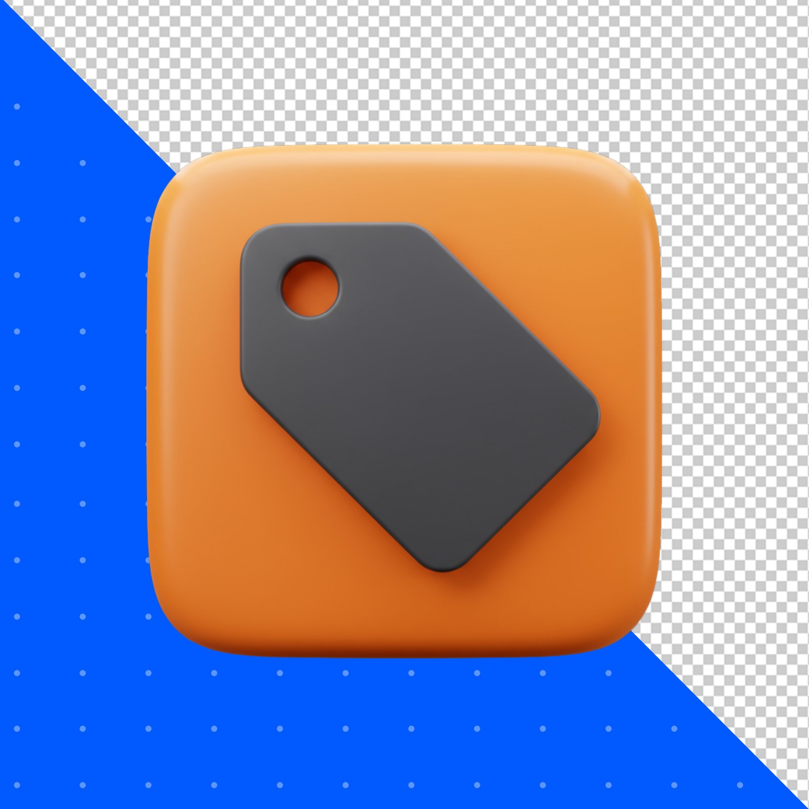 Modern 3D Price Tag Label Icon With Transparent Background