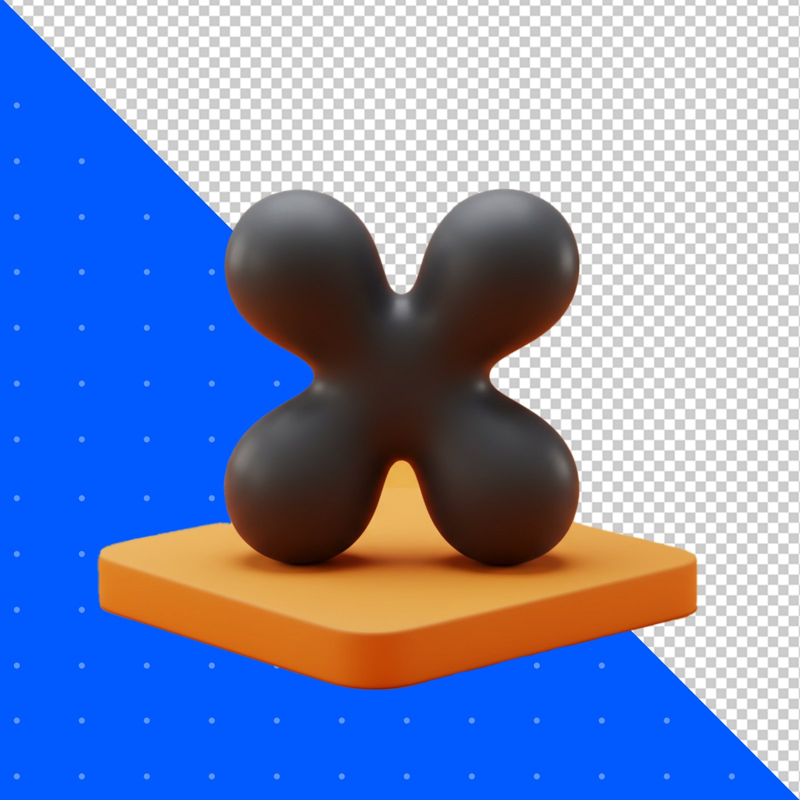 Modern Abstract 3D X Shape On Pedestal With Transparent Background