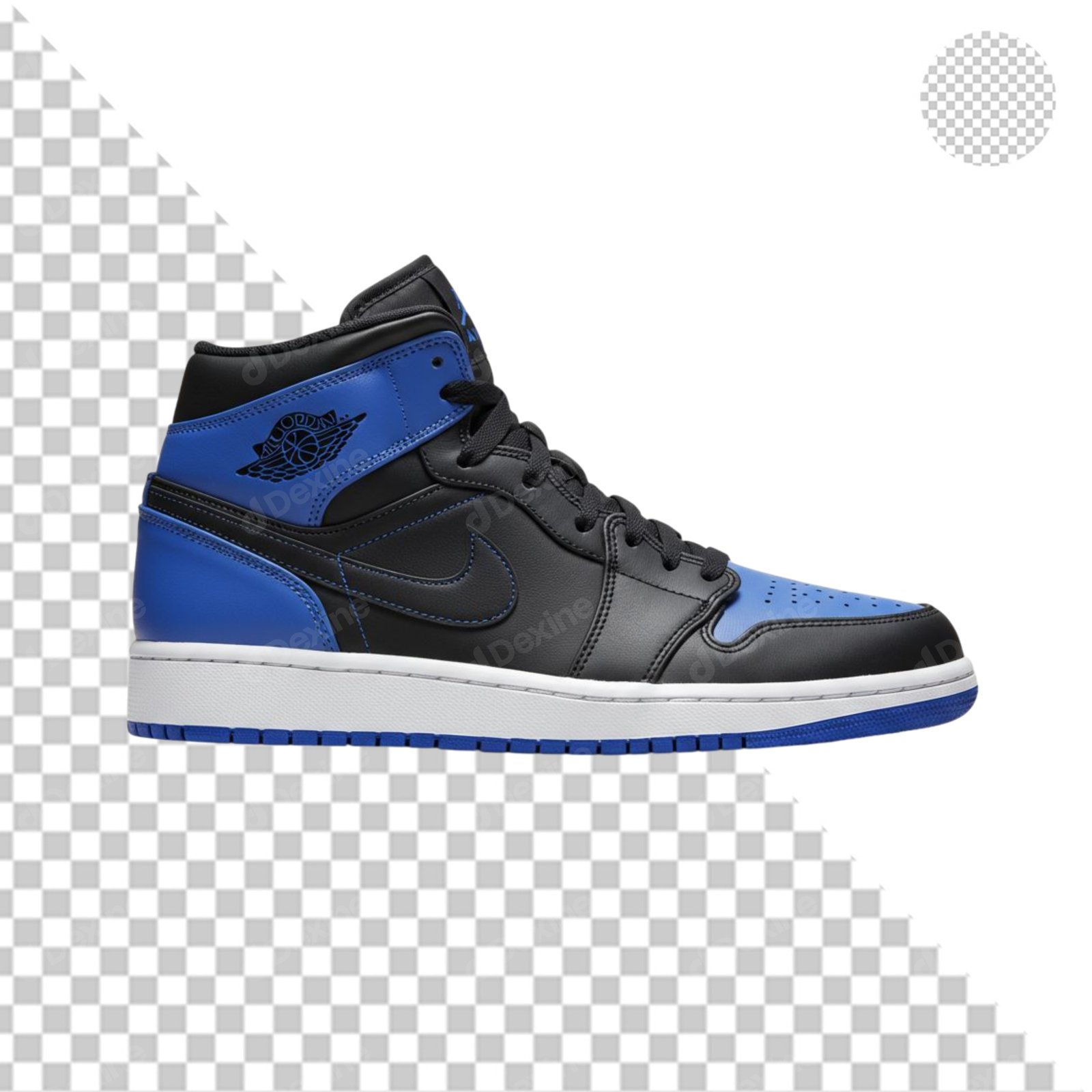 Modern Black Blue High Top Sneaker Isolated On Transparent Background