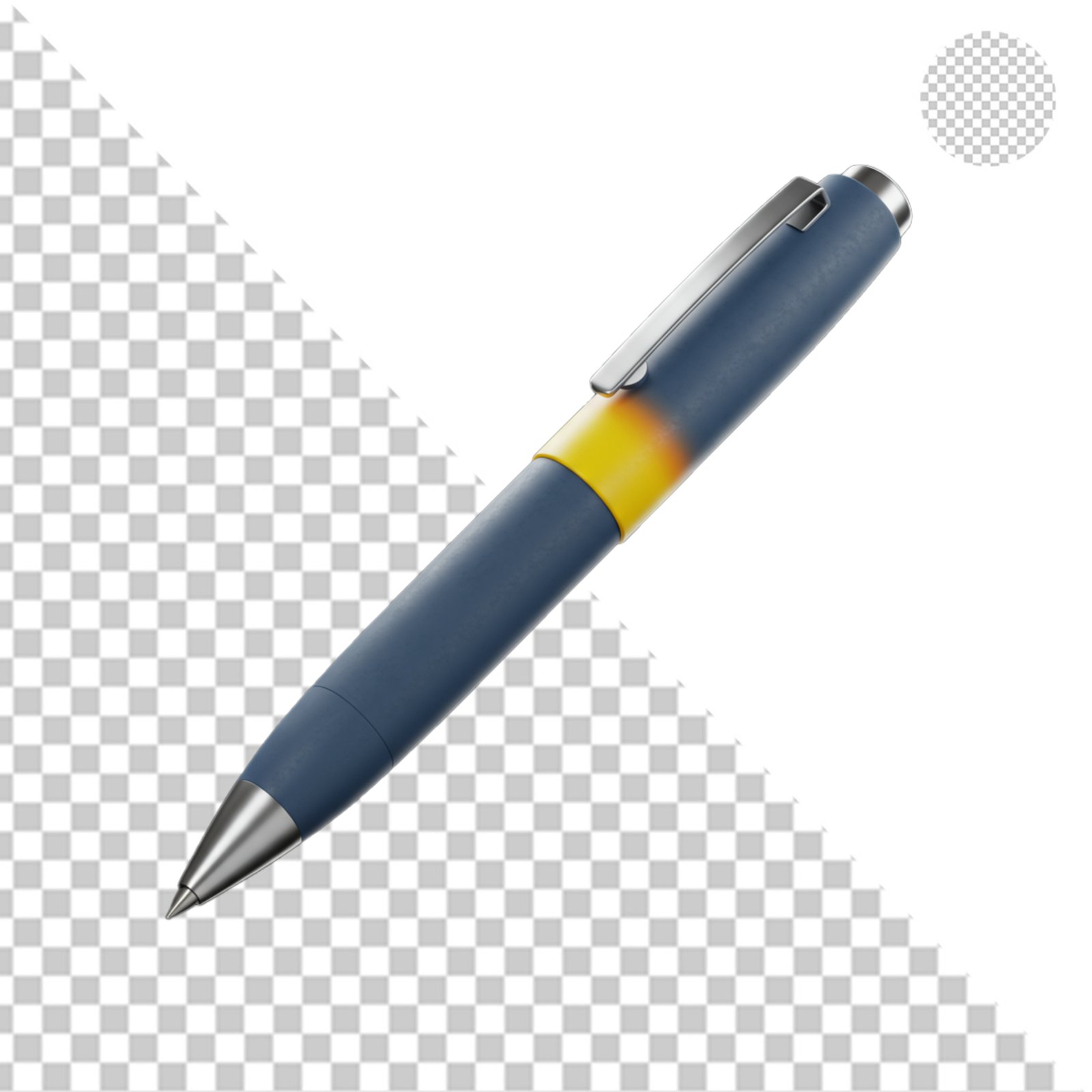 Modern Blue And Yellow Ballpoint Pen Isolated PNG For Design