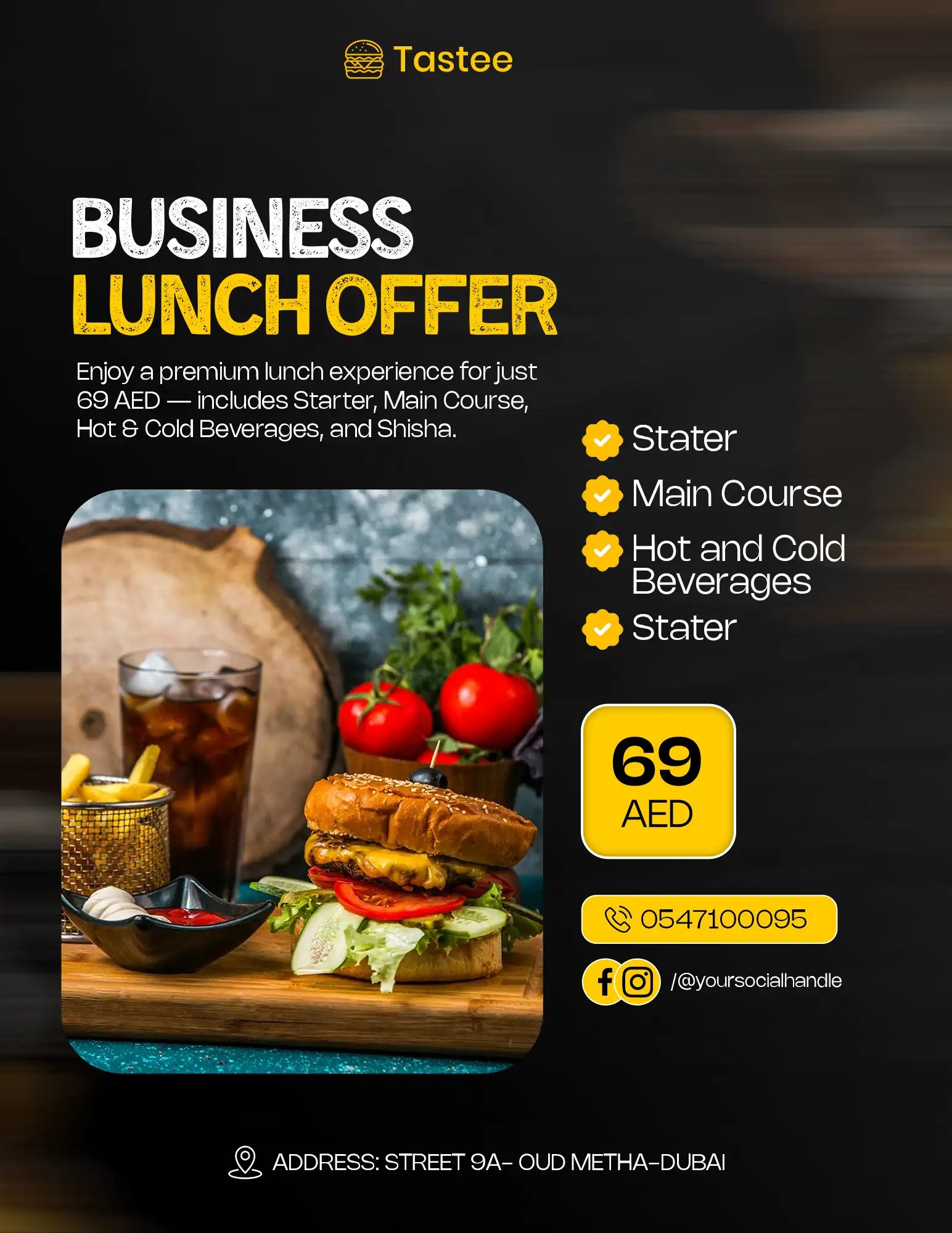 Modern Business Lunch Offer Social Media Template For Restaurants