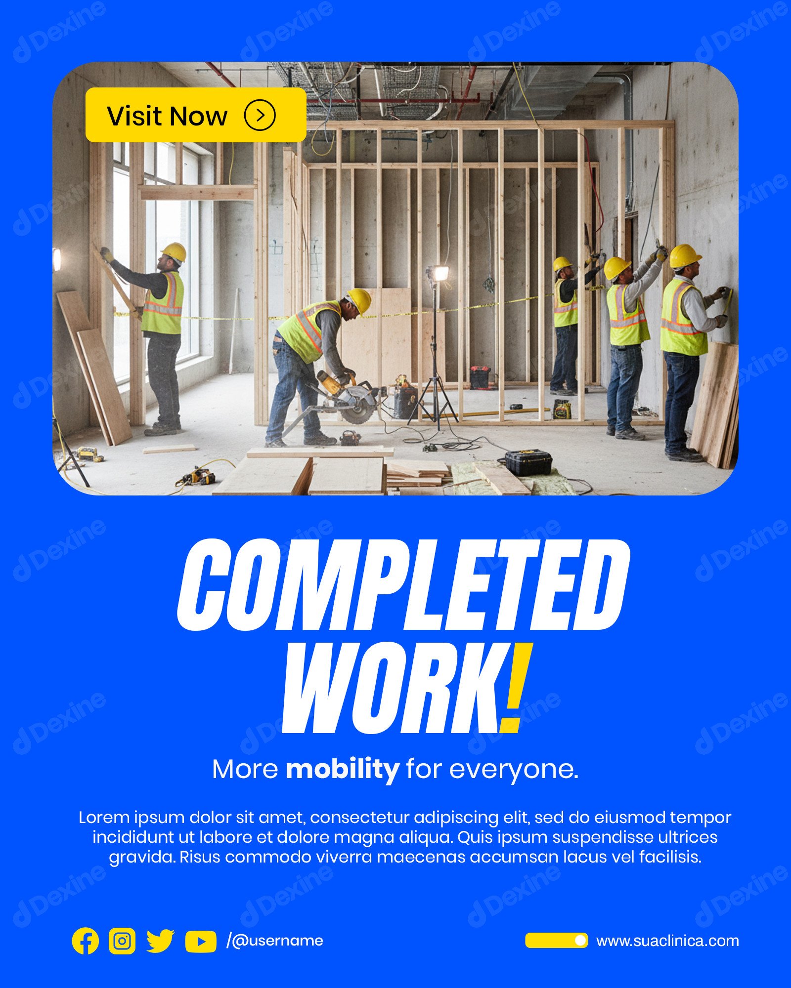 Modern Construction Business Completed Work Social Media Post Template