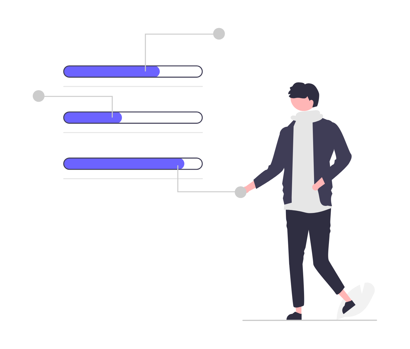 Modern Flat Illustration Of A User With Progress Bars